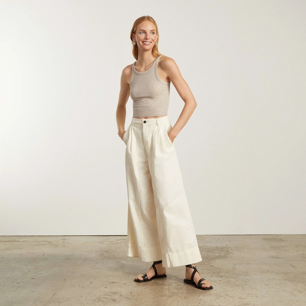 Everlane The Tourist Pant Cream High-Waisted Wide-Leg Pants - Picture 3 of 10